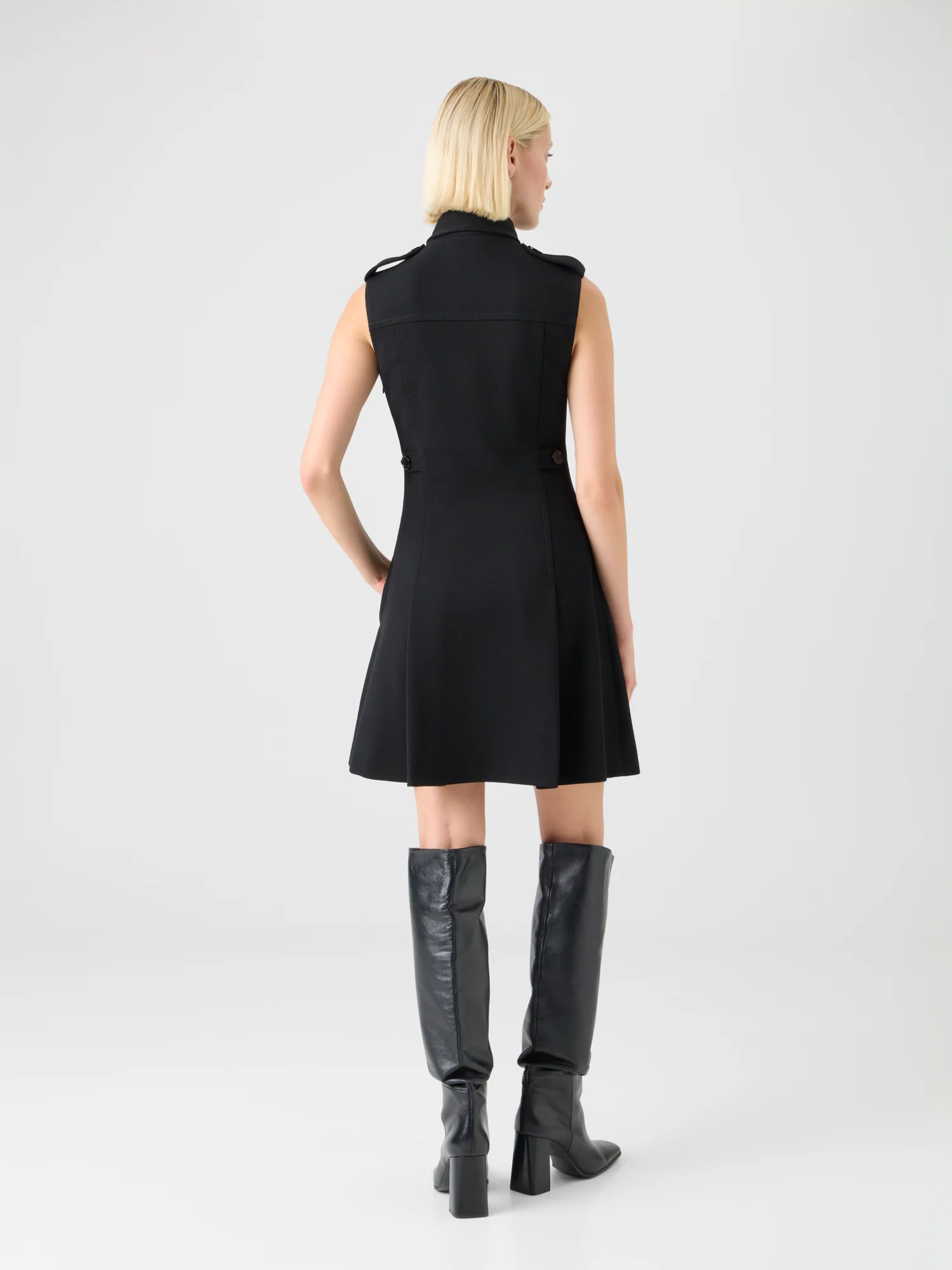 Modern Trench Dress in Wool Tricotine - Image 7