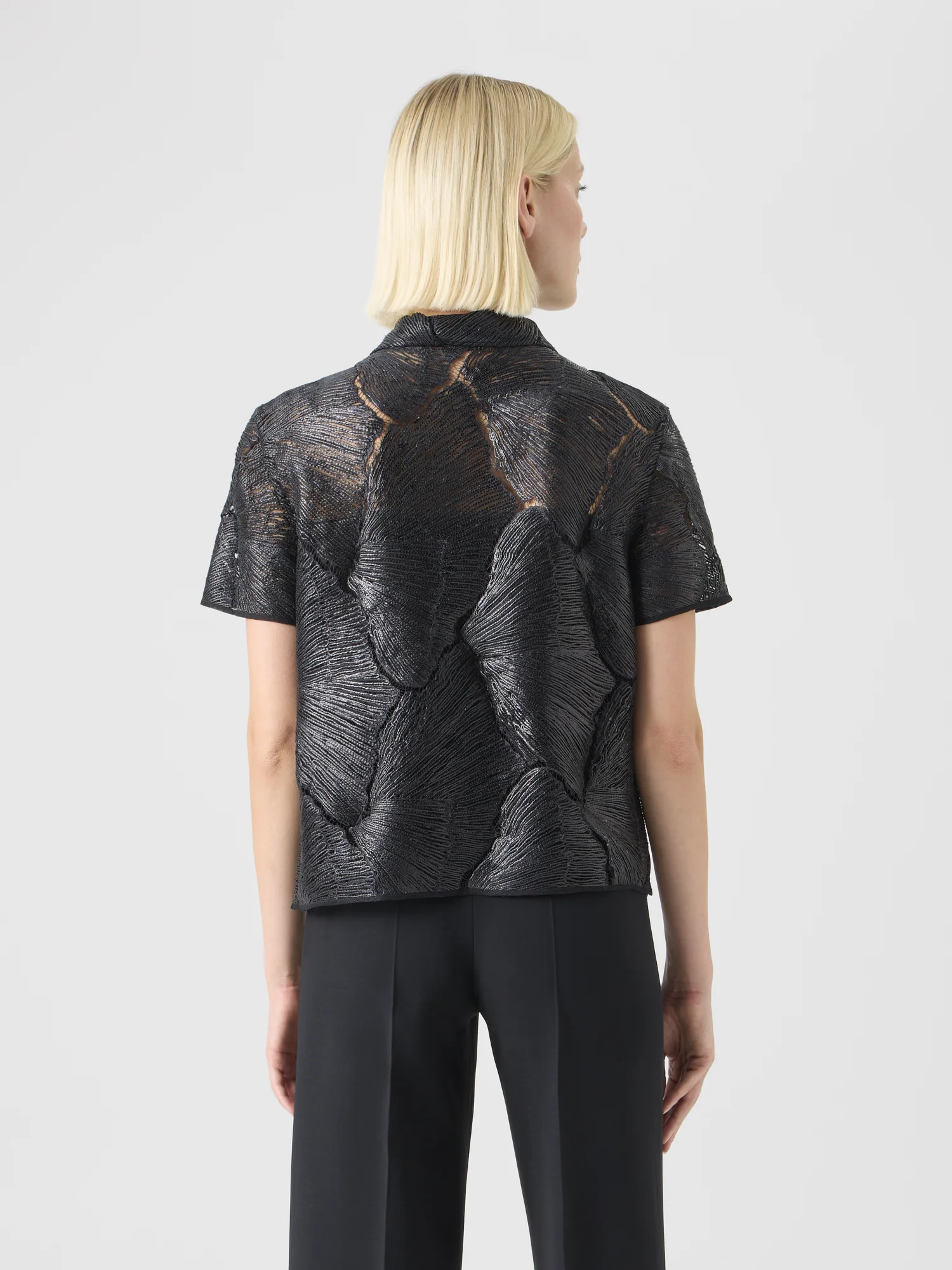 Polo Blouse in Lacquered Sea Fan Lace - Image 4