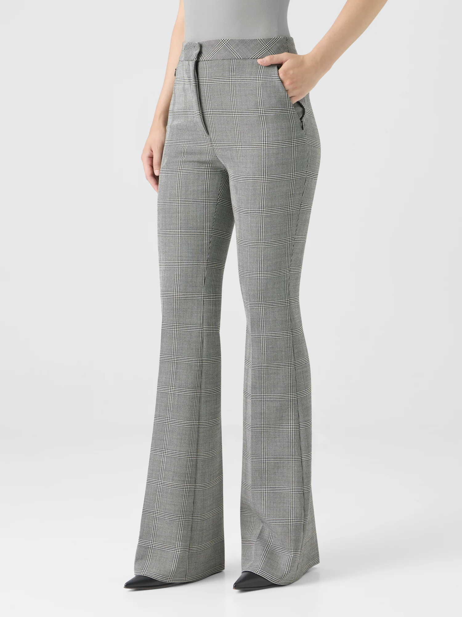 Prince of Wales Wool Stretch Bootcut Pants - Image 3