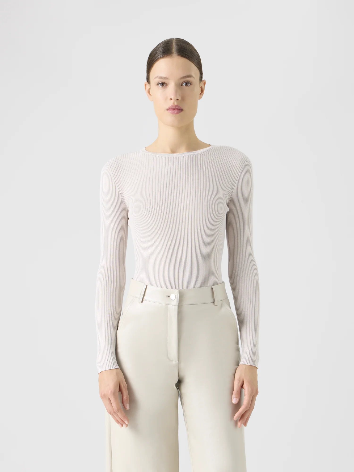 Seamless Silk Cotton Knit Sweater - Image 2