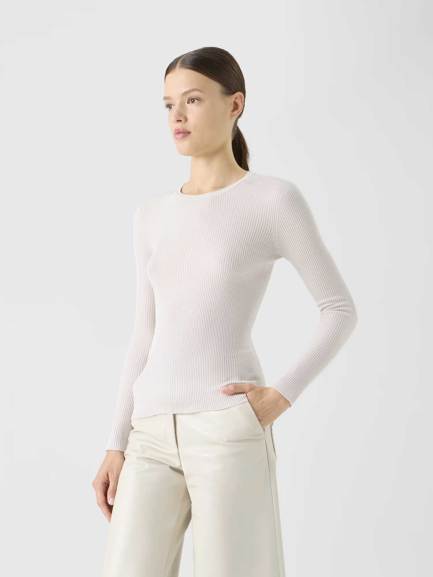Seamless Silk Cotton Knit Sweater - Image 3