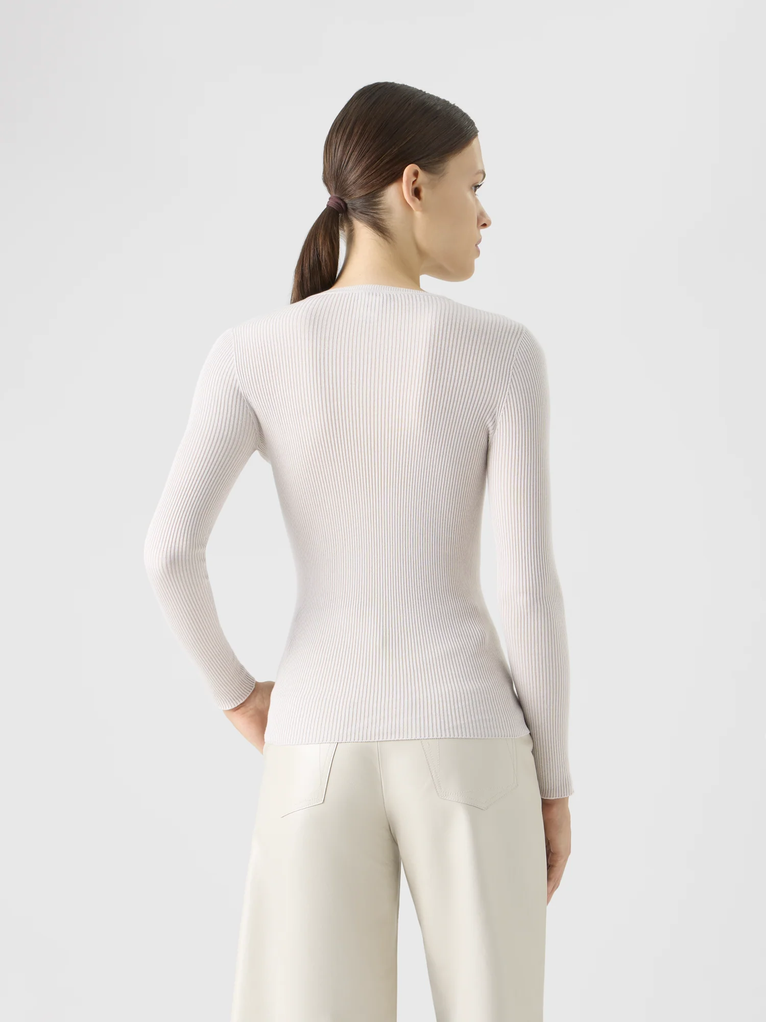 Seamless Silk Cotton Knit Sweater - Image 4