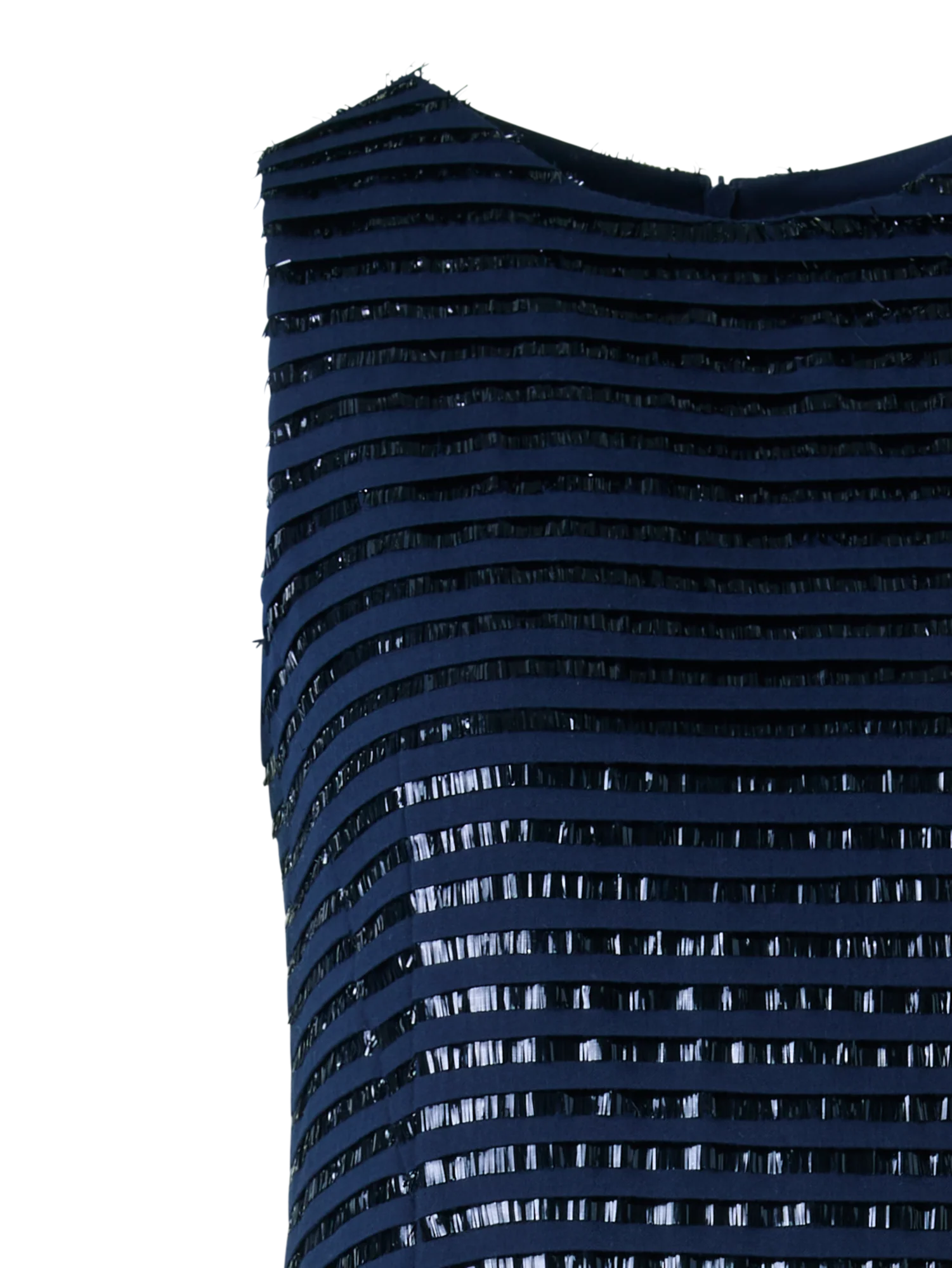 Sheath Dress in Lamé Fringes Embroidery on Wool - Image 2