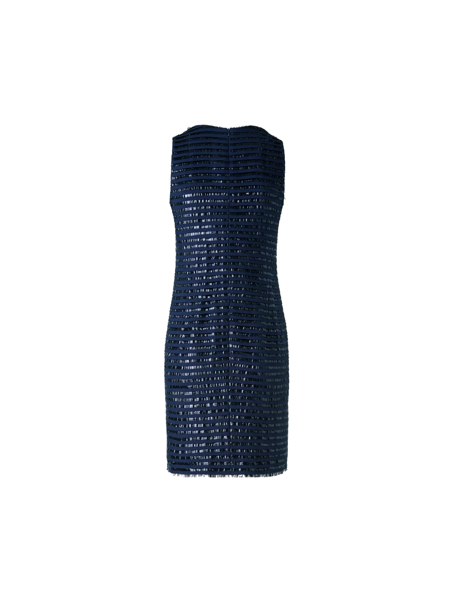 Sheath Dress in Lamé Fringes Embroidery on Wool - Image 4