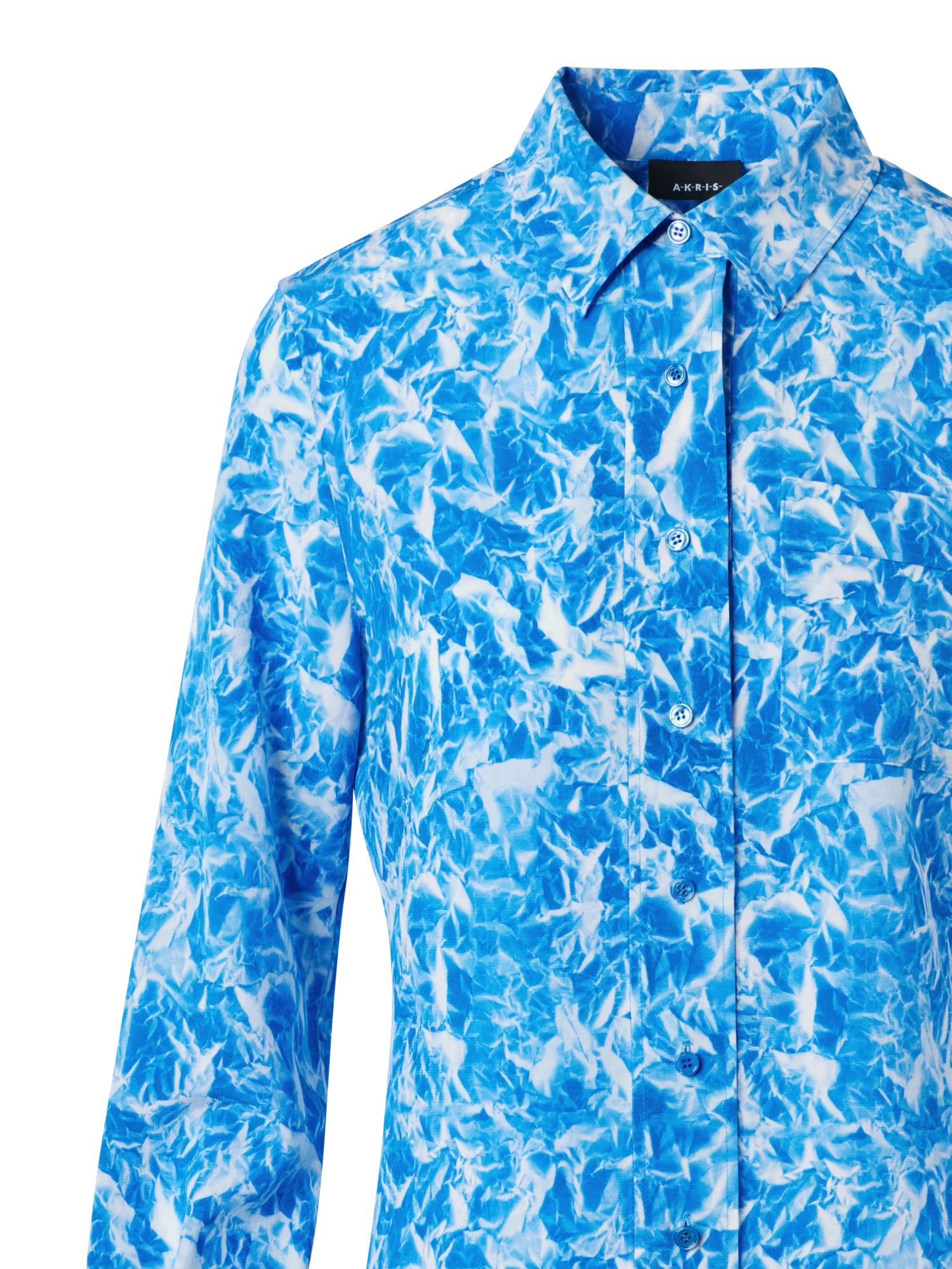 Silk Crêpe Tunic Blouse with Whitecaps Print - Image 4