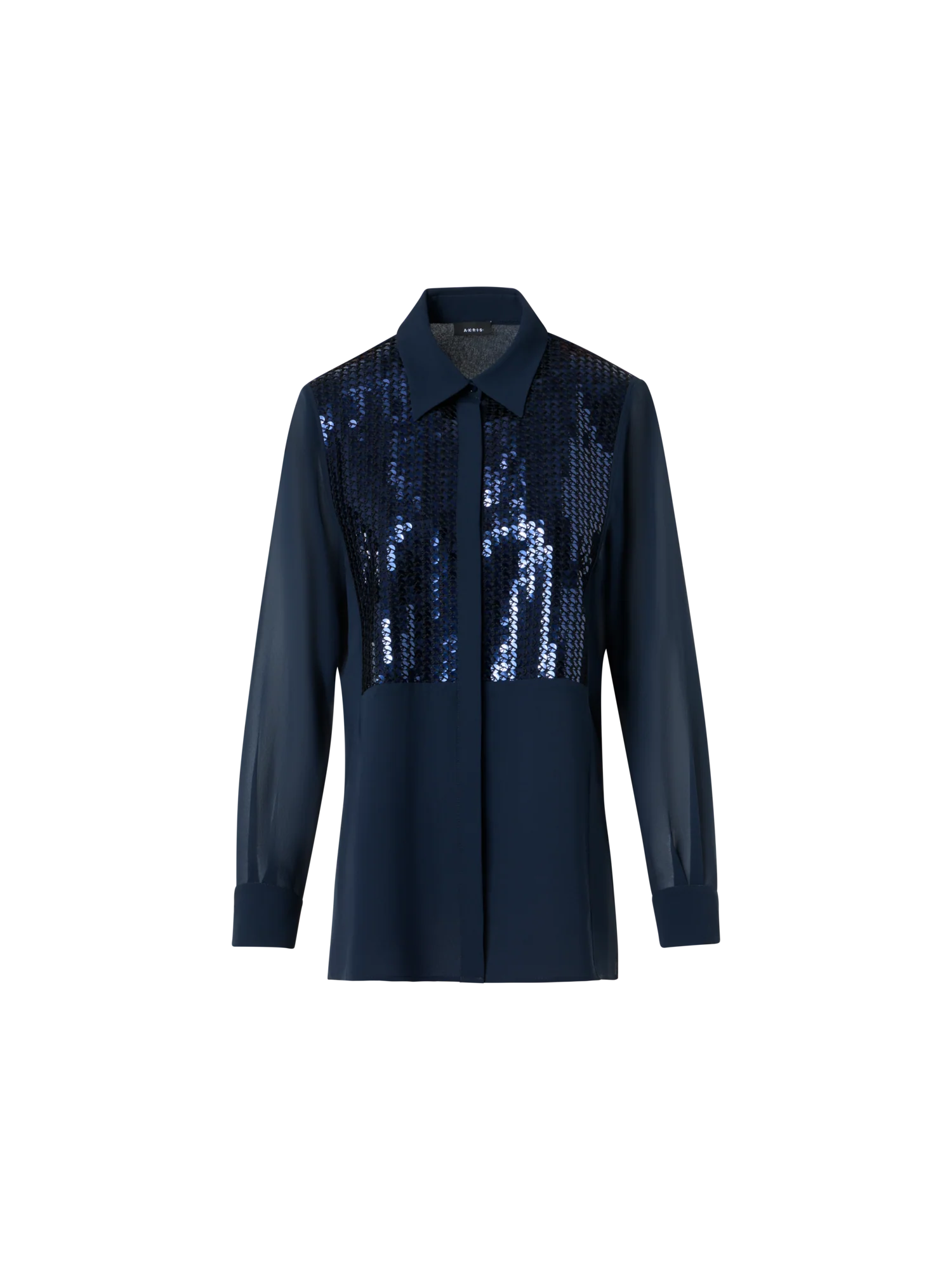 Silk Georgette Blouse with Sequins Plastron