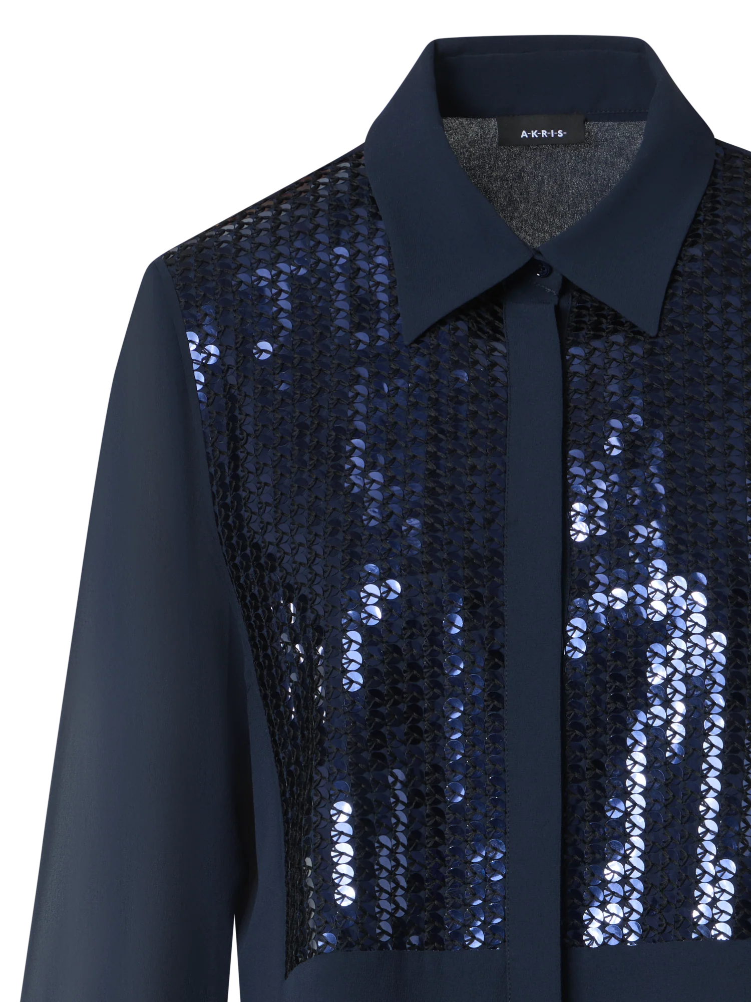 Silk Georgette Blouse with Sequins Plastron - Image 2