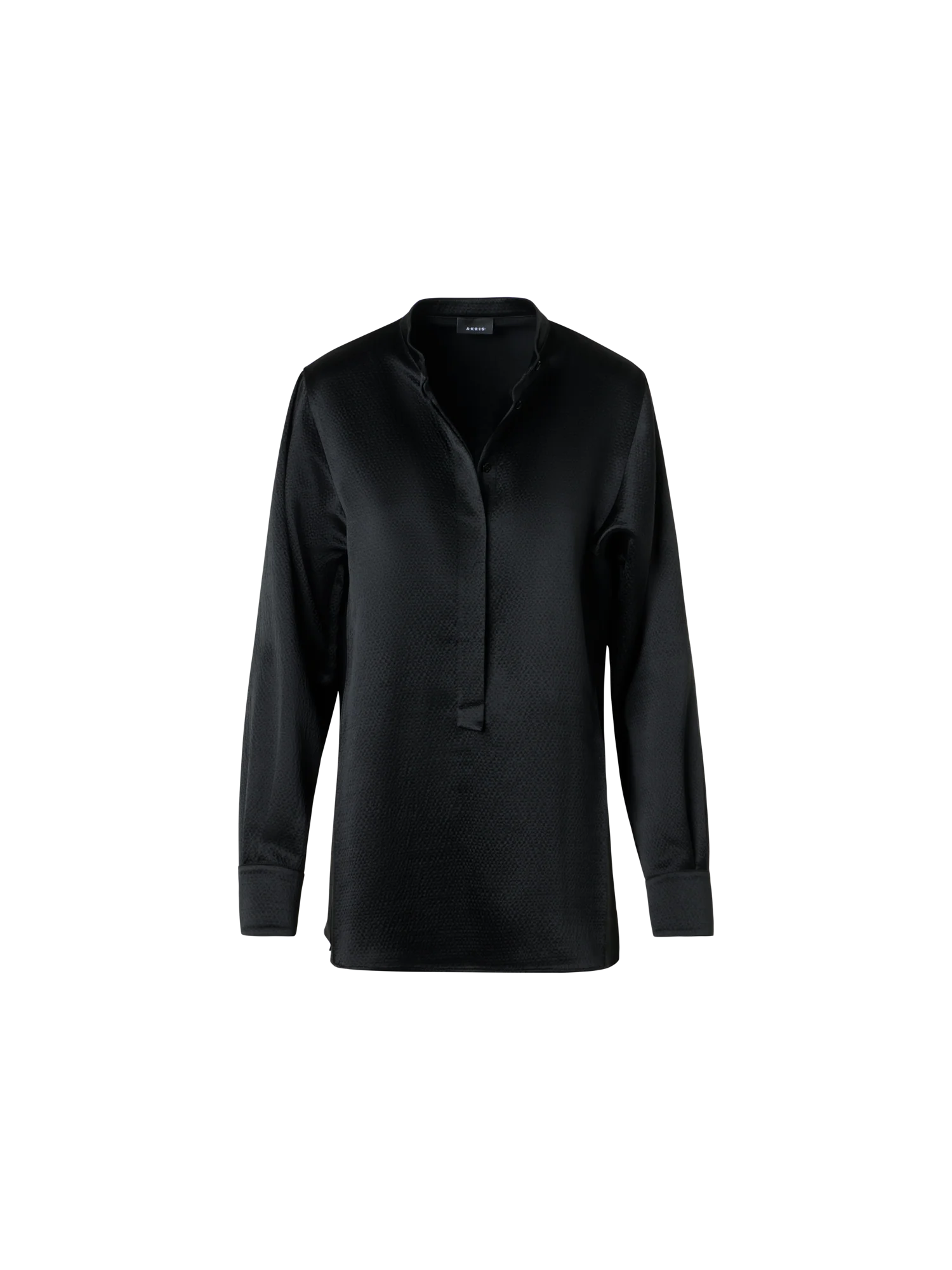 Sleek Tunic Blouse in Hammered Silk Wool Satin - Image 2