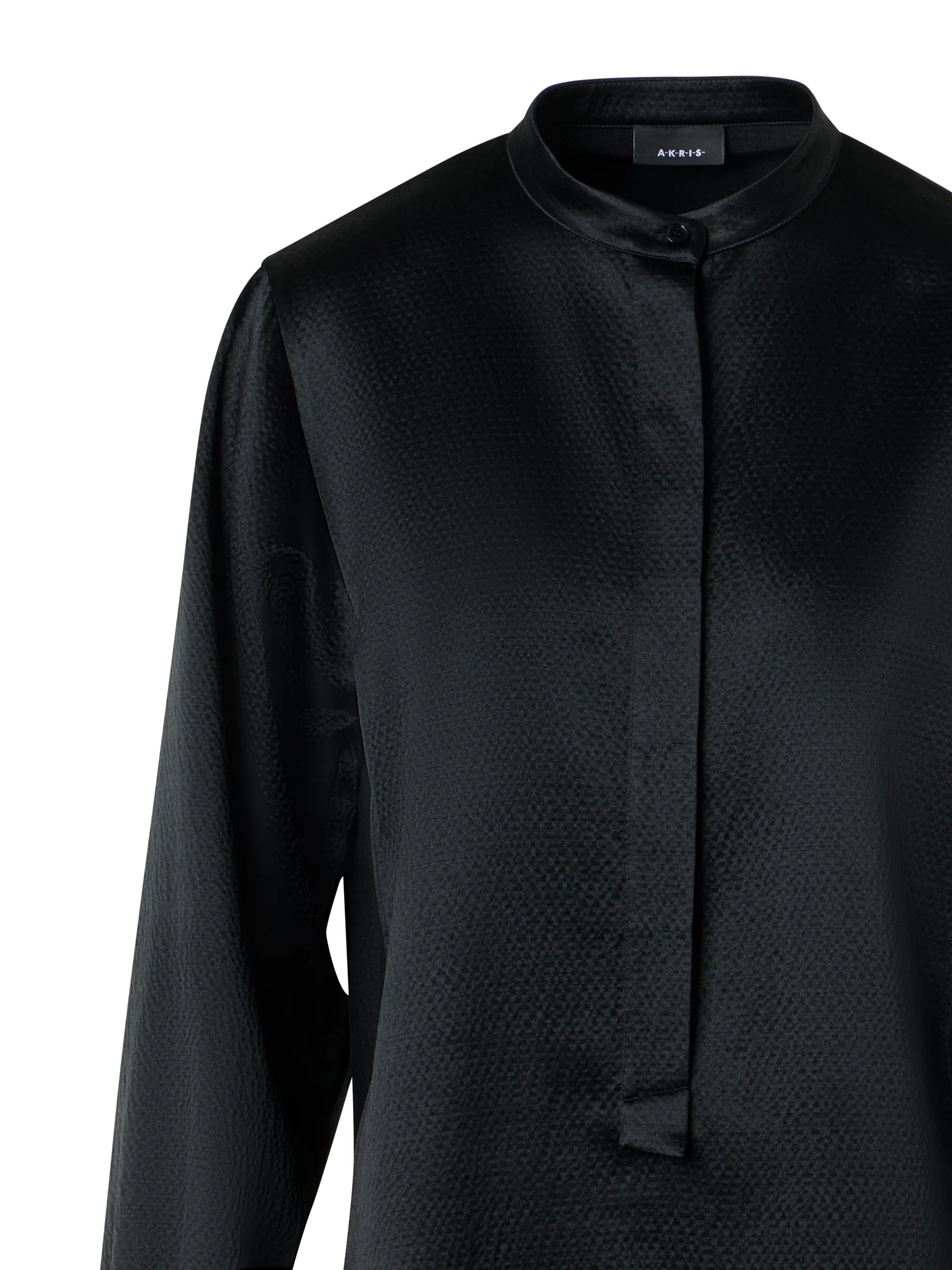 Sleek Tunic Blouse in Hammered Silk Wool Satin - Image 3