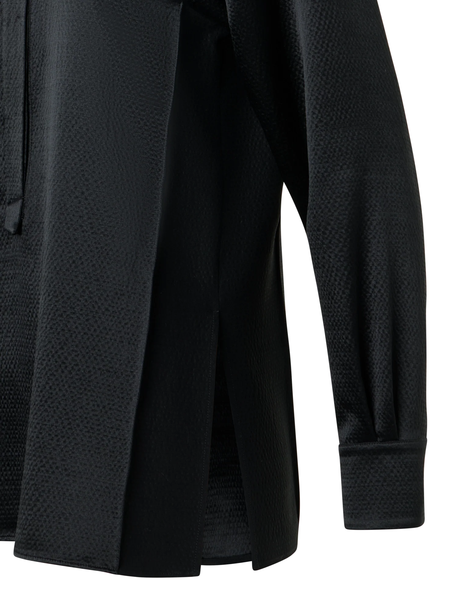 Sleek Tunic Blouse in Hammered Silk Wool Satin - Image 4