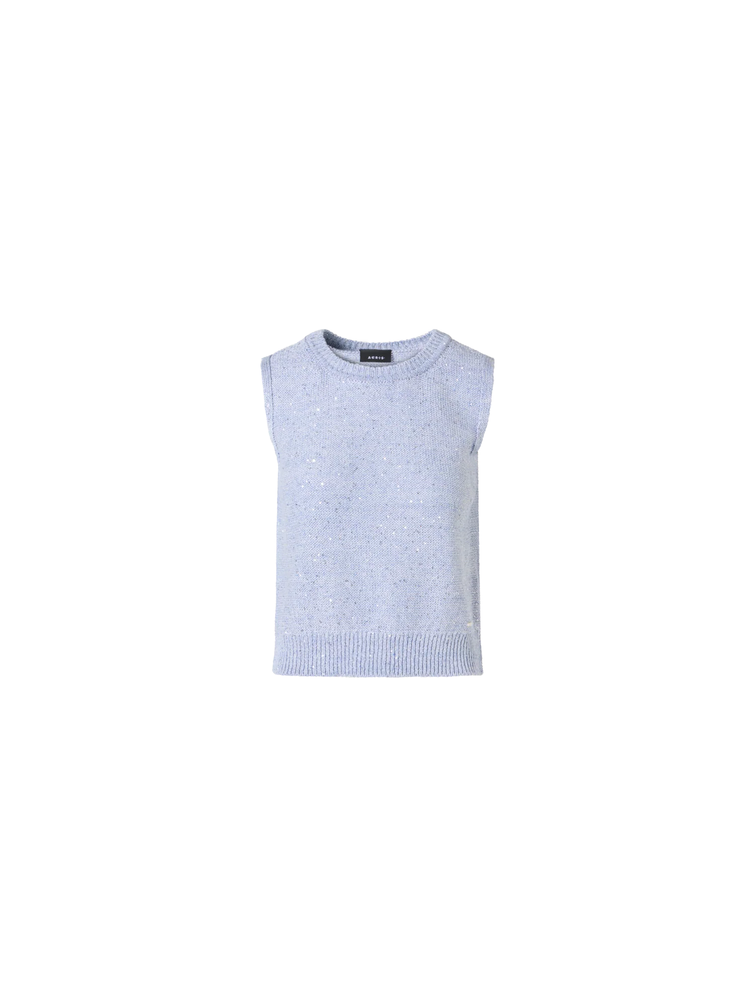 Sleeveless Linen Cotton Knit Top with Sequins
