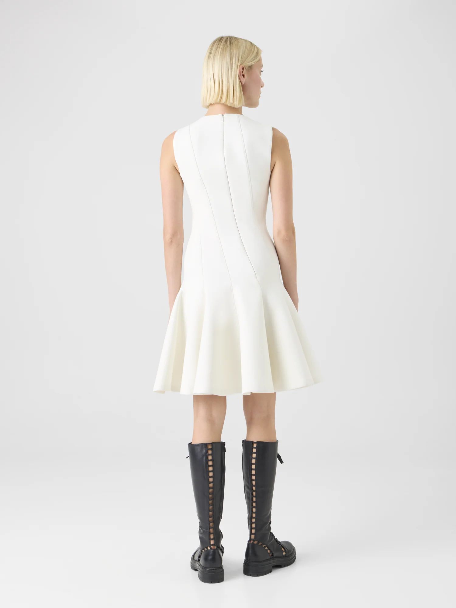 Sleeveless Techno Neoprene Fit-and-Flare Dress - Image 5
