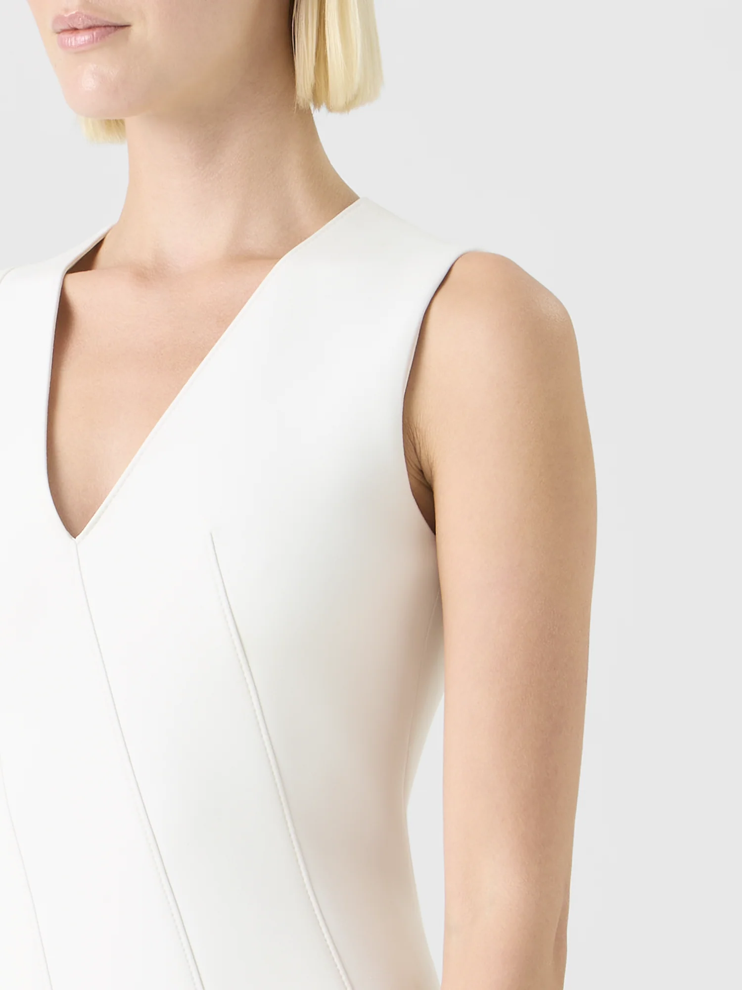 Sleeveless Techno Neoprene Fit-and-Flare Dress - Image 3
