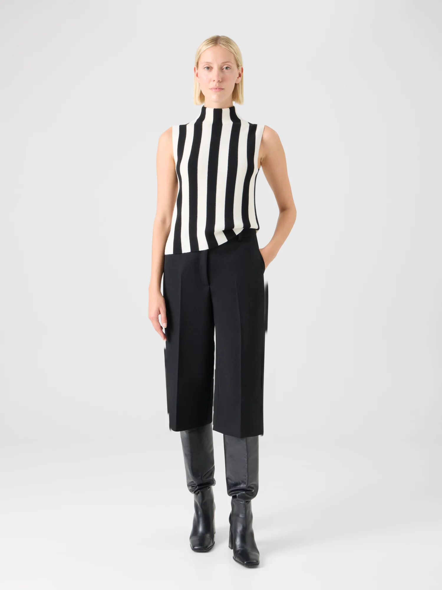 Striped Full Needle Merino Knit Top - Image 2