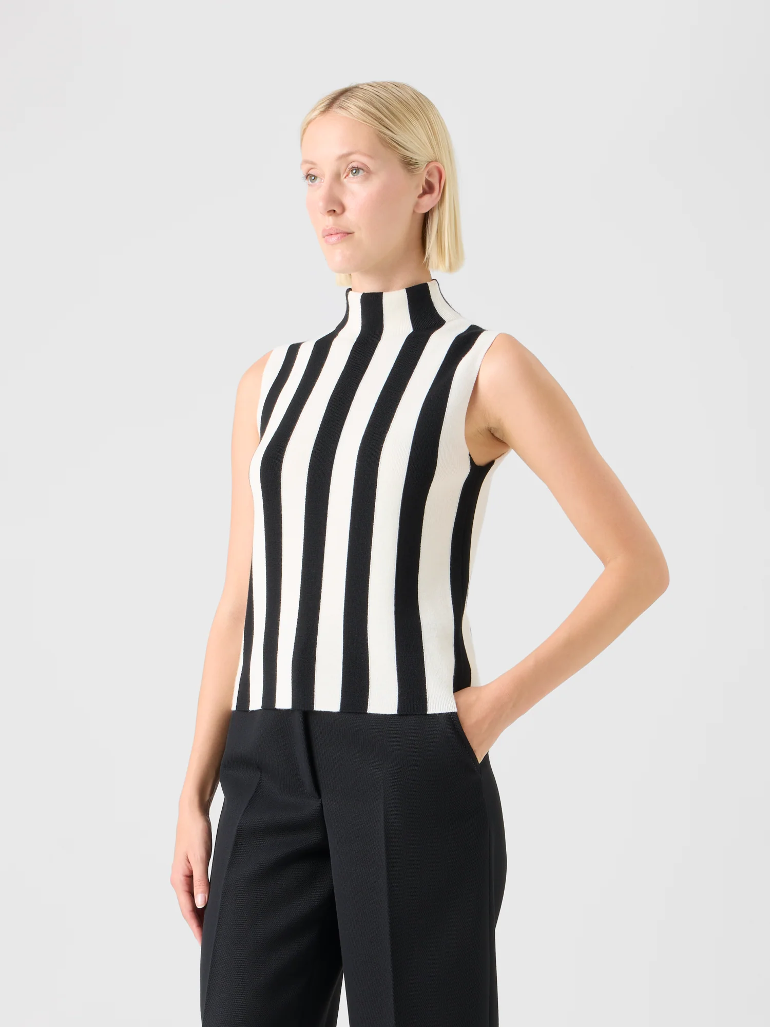 Striped Full Needle Merino Knit Top - Image 4