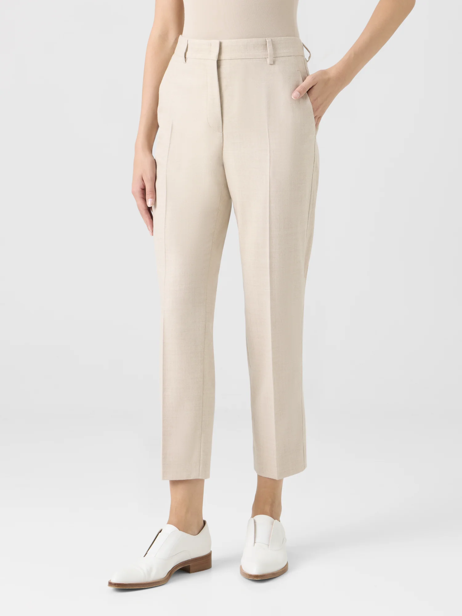 Tapered Wool Stretch Flannel Ankle Pants - Image 4