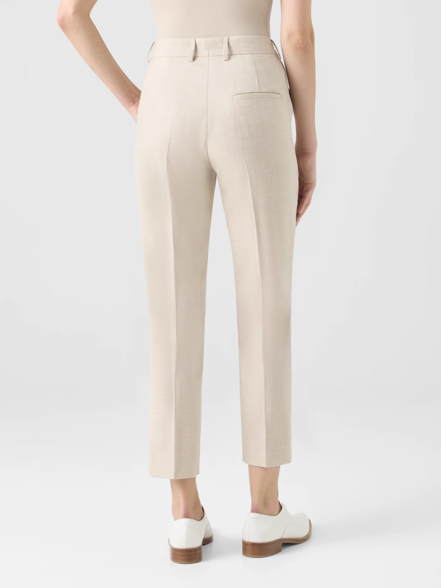 Tapered Wool Stretch Flannel Ankle Pants - Image 5