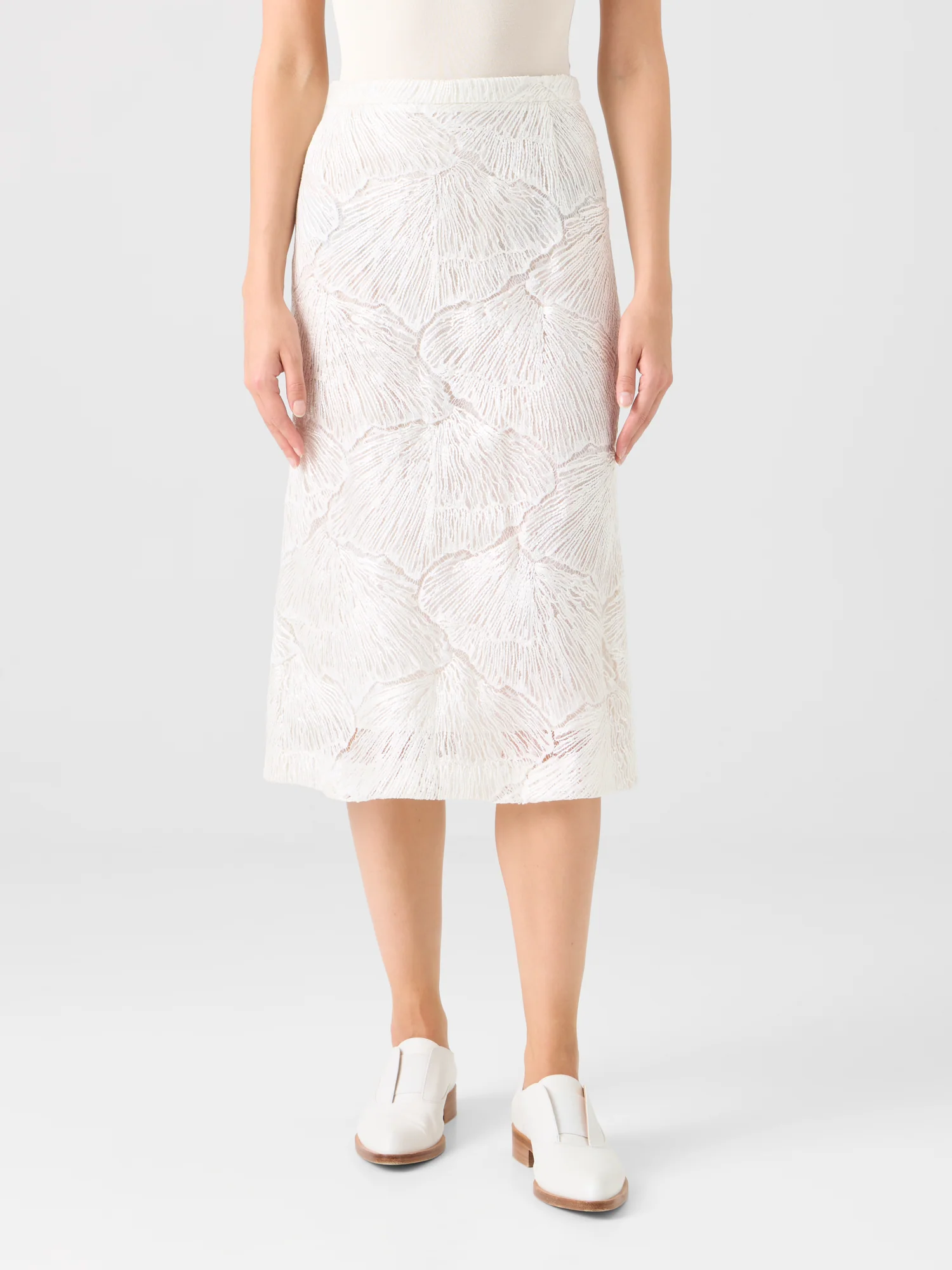Techno Lacquered Sea Fan Lace A-Line Skirt - Image 3