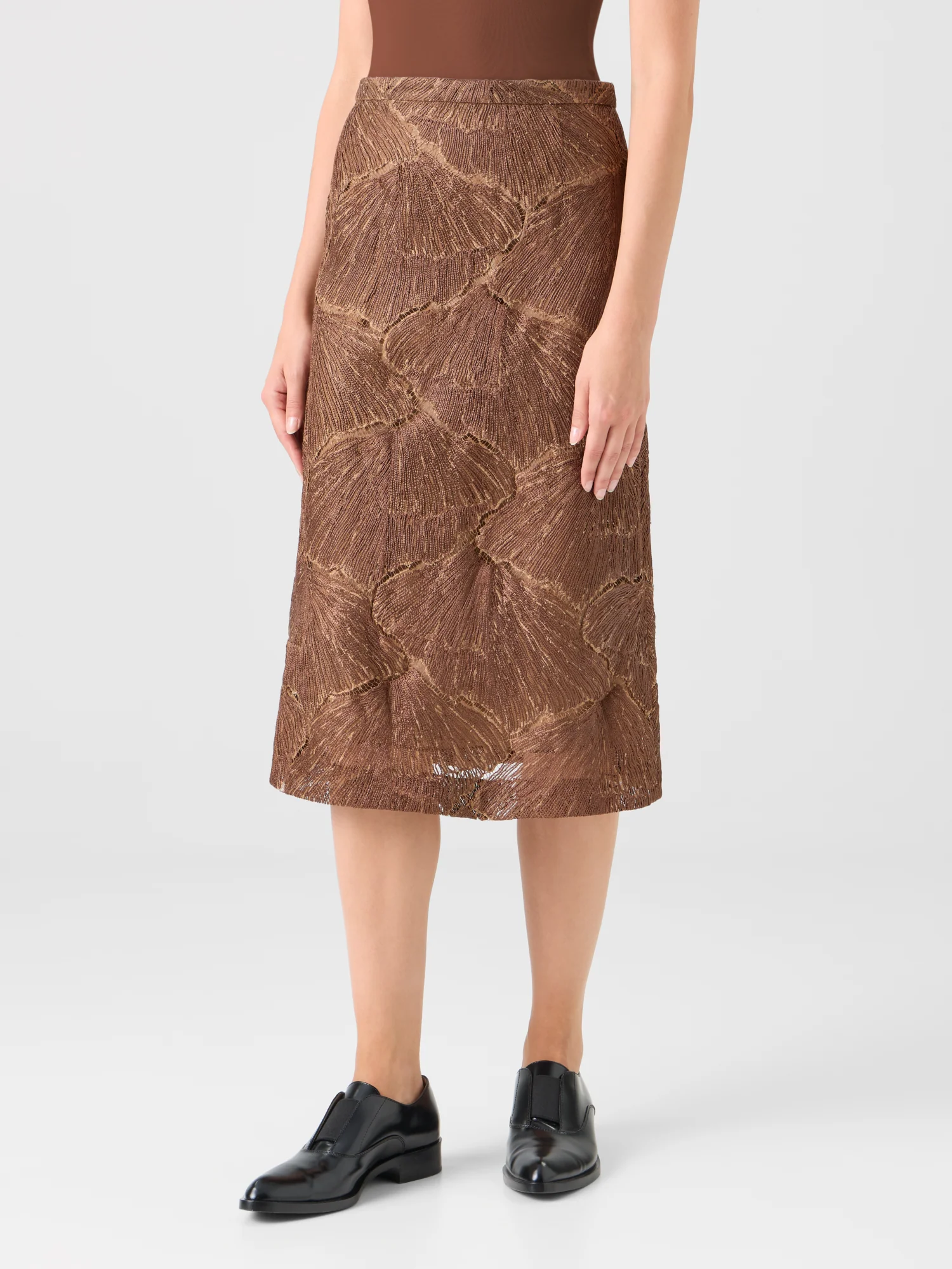Techno Lacquered Sea Fan Lace A-Line Skirt - Image 4