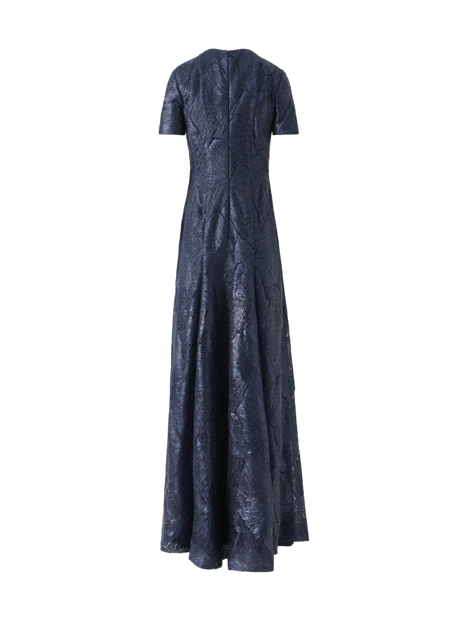 Techno Lacquered Sea Fan Lace Evening Gown - Image 4