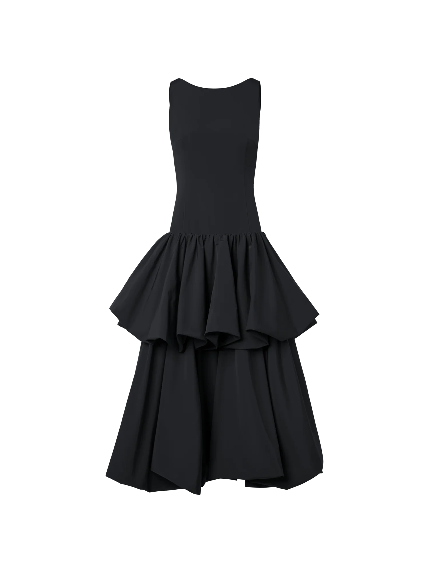 Techno Taffeta Maxi Dress with Flounces