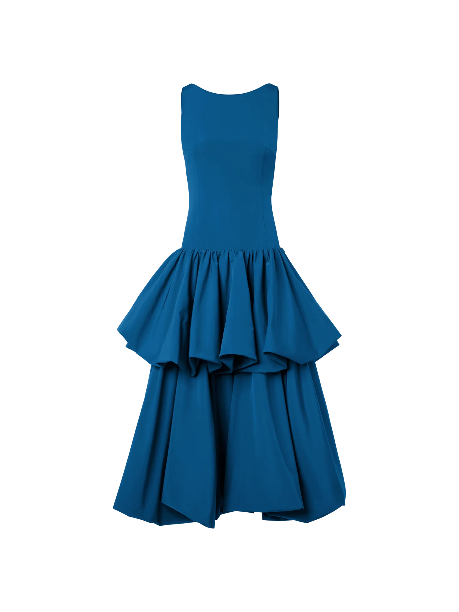 Techno Taffeta Maxi Dress with Flounces