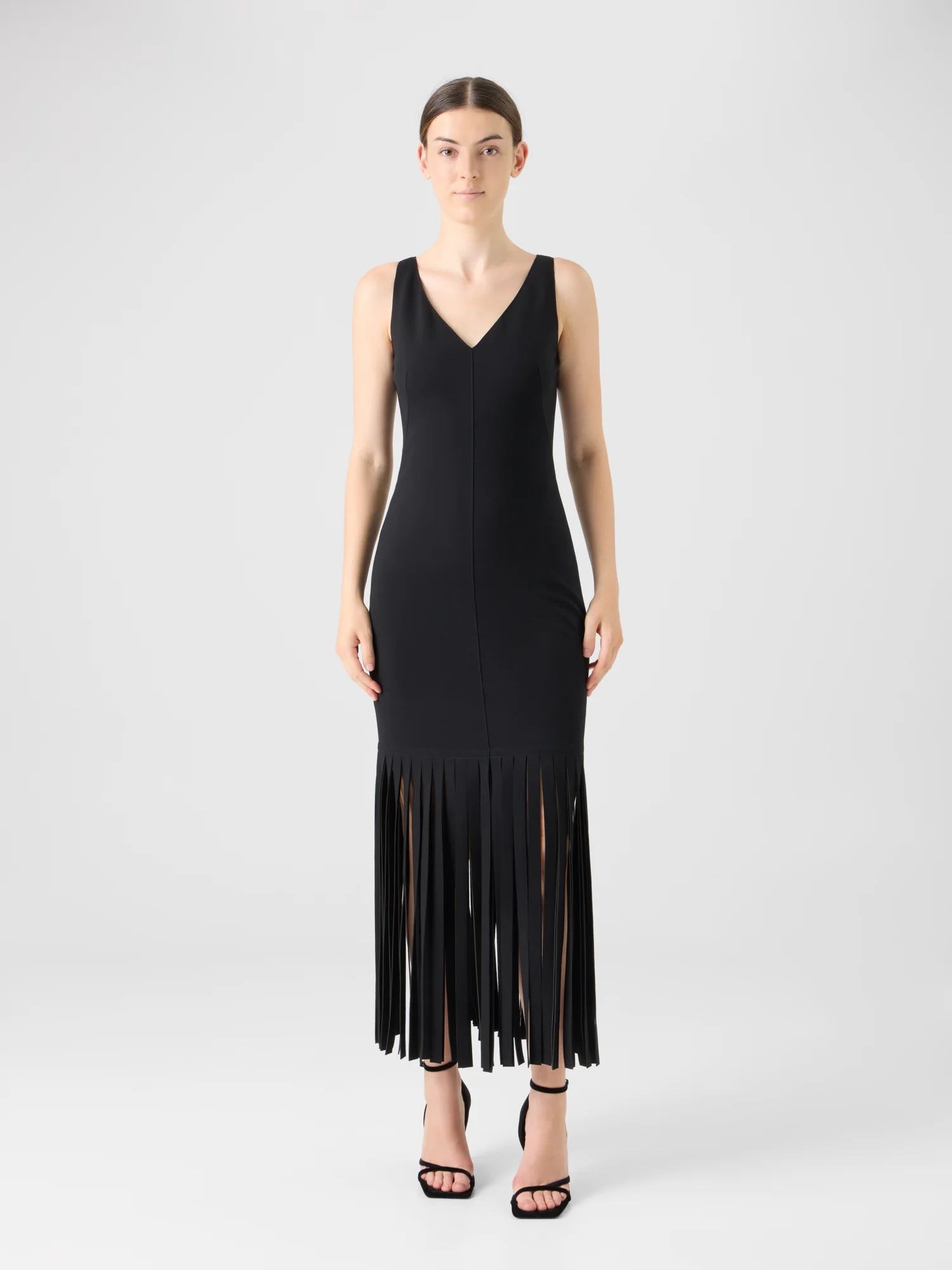 Viscose Jersey Dress with Fringe Hem - Image 2