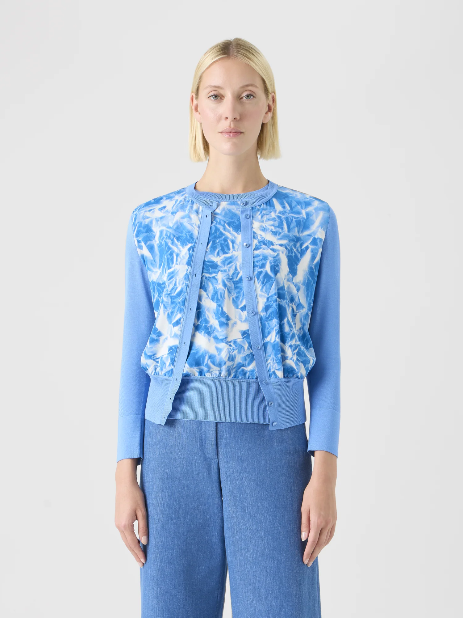 Whitecaps Print Silk Cardigan - Image 4