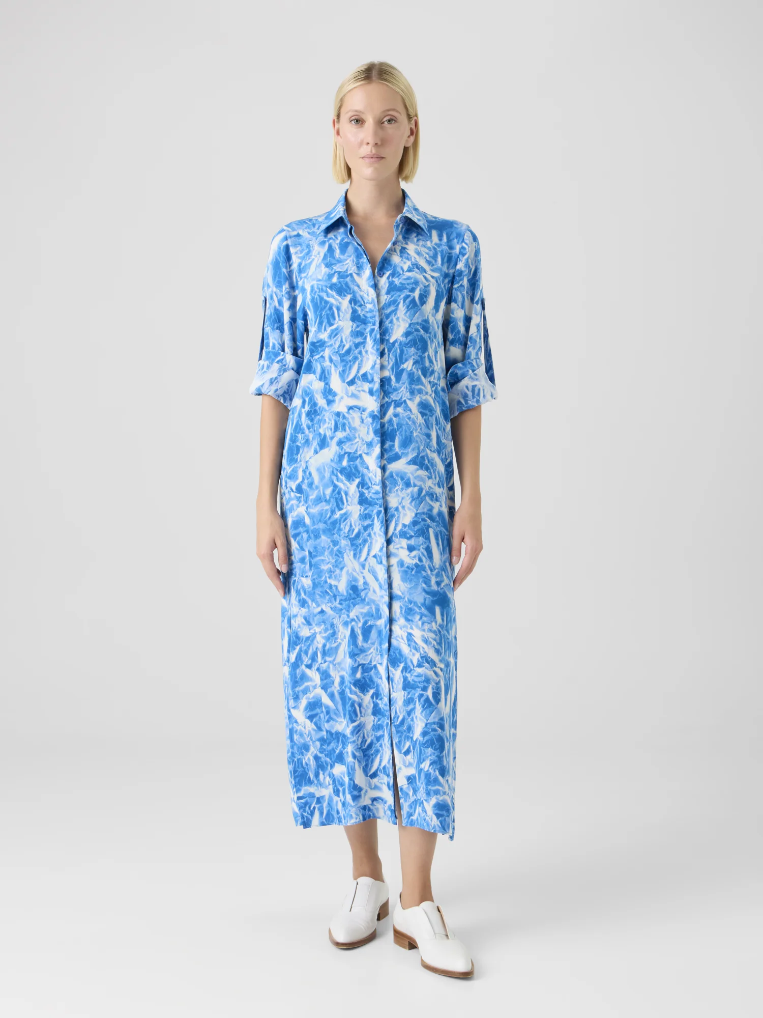 Whitecaps Print Silk Crêpe Midi Tunic Dress - Image 2