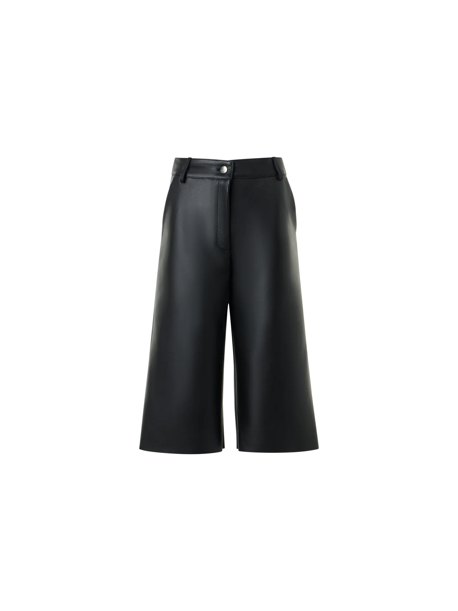 Lacquered Leather Wide-Leg Bermuda Shorts