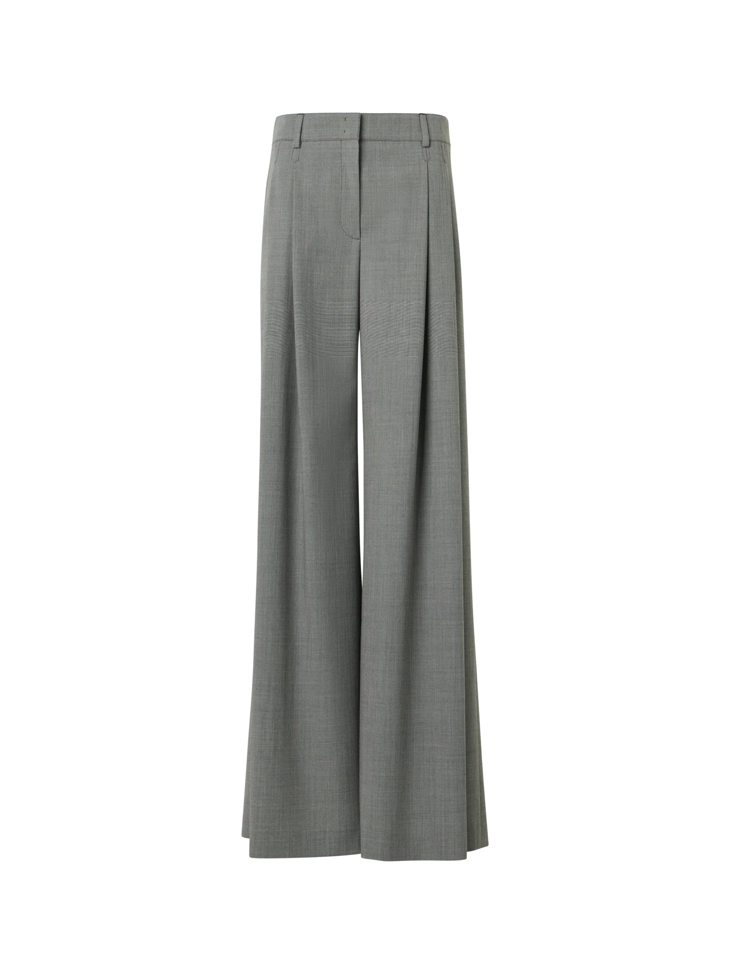 Wool Stretch Fil-à-Fil Wide-Leg Pants
