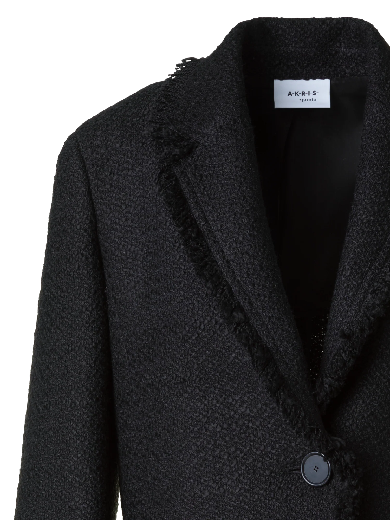 Cropped Bouclé Tweed Jacket with Fringe Hem - Image 5