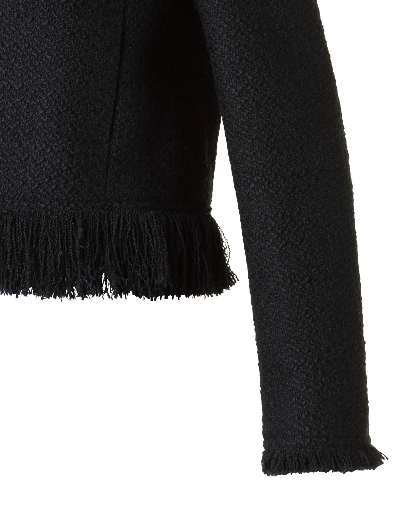 Cropped Bouclé Tweed Jacket with Fringe Hem - Image 6