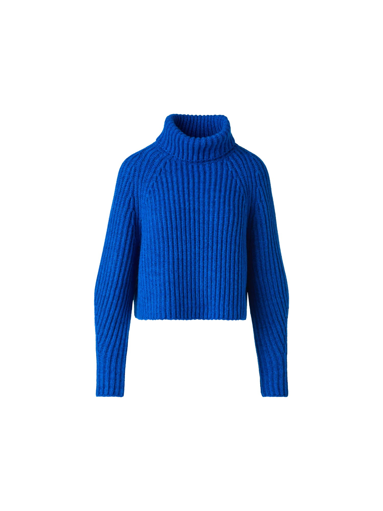 Cropped Cashmere Chunky Rib Turtle Neck Sweater