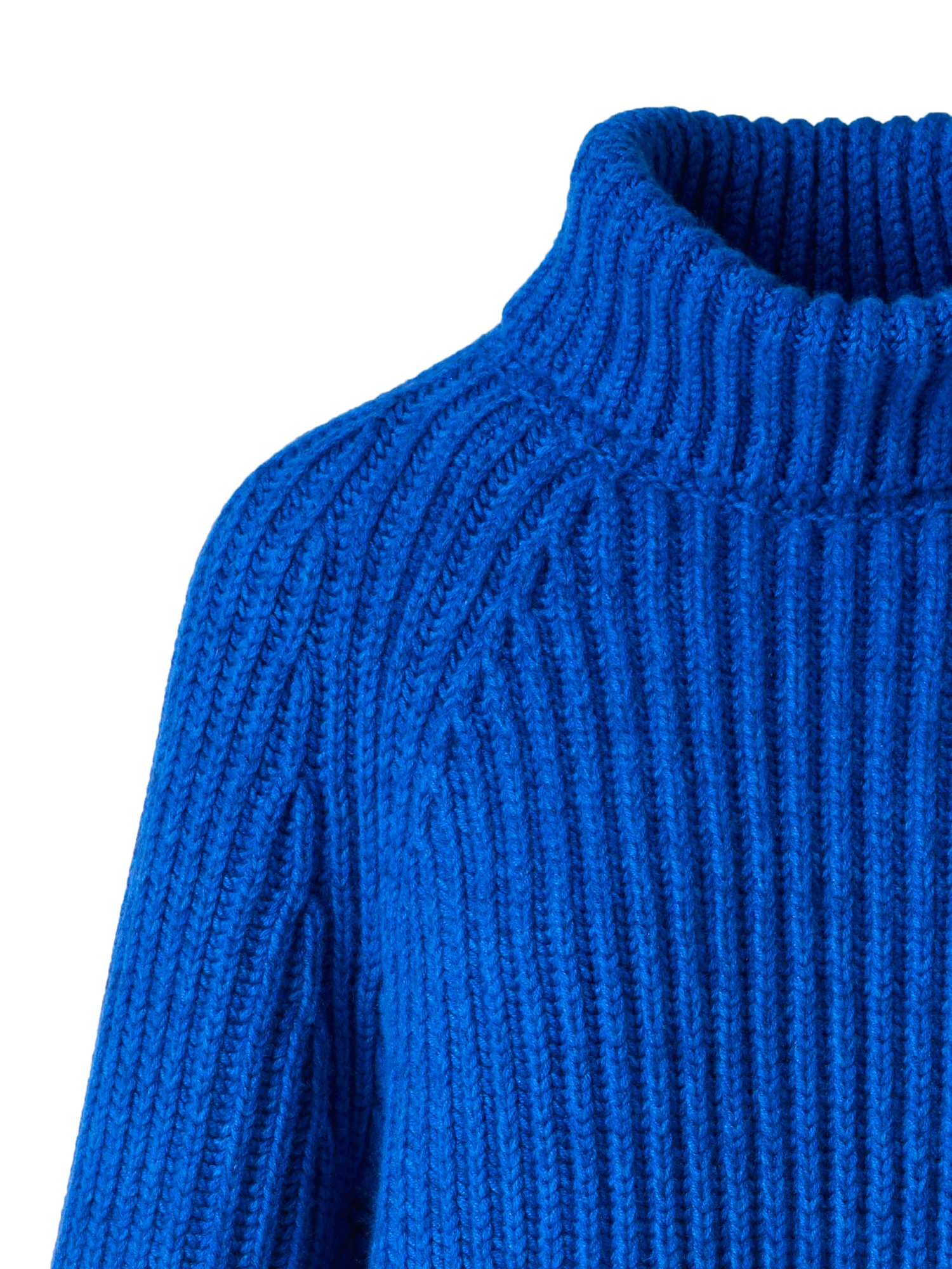 Cropped Cashmere Chunky Rib Turtle Neck Sweater - Image 3