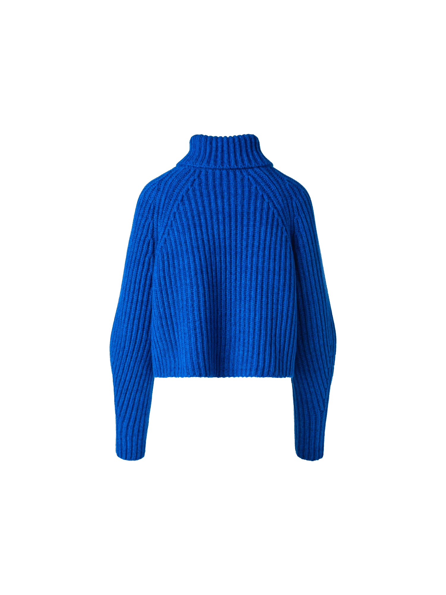Cropped Cashmere Chunky Rib Turtle Neck Sweater - Image 6