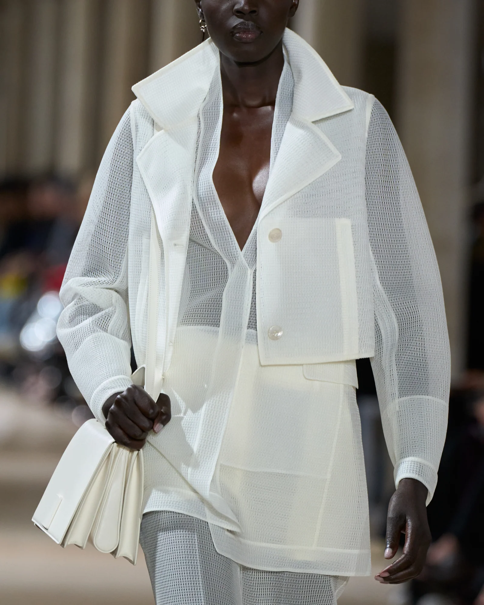 Cropped Jacket in Sheer Techno-Grid - Image 5