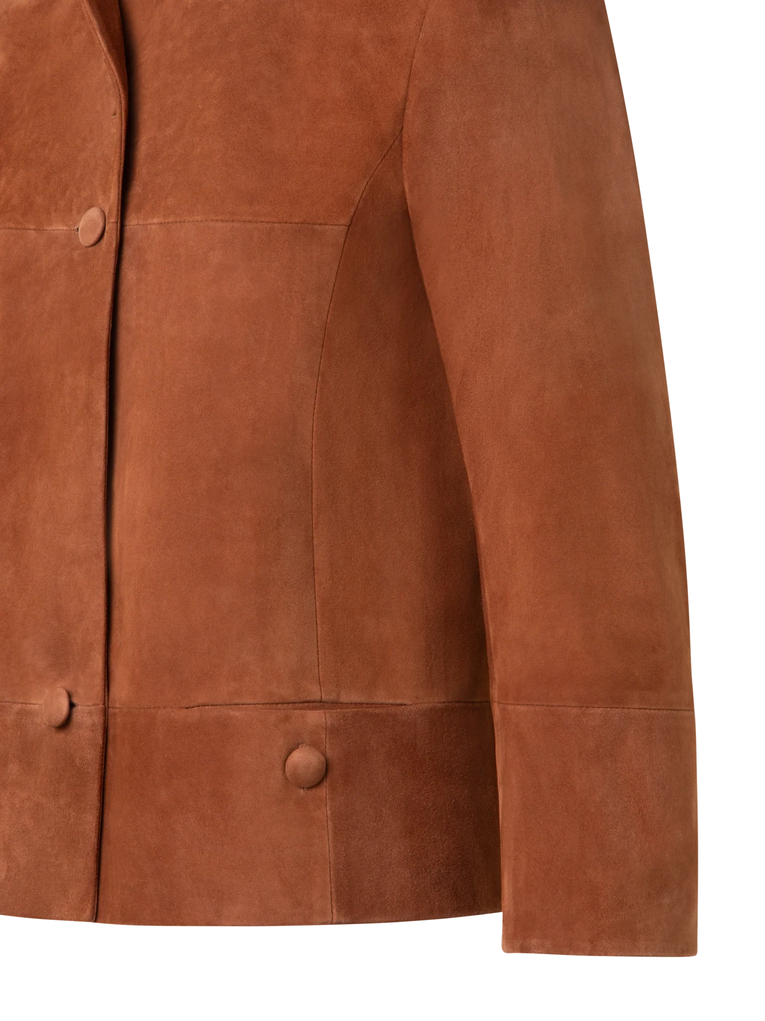 Cropped Leather Jacket with Knit Collar - Image 3