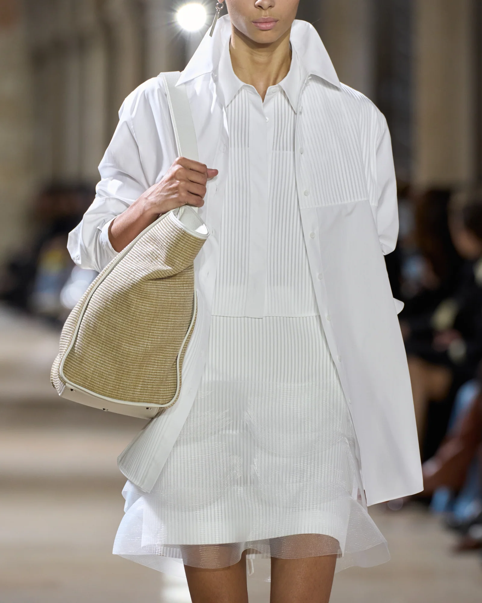 Cropped Pleated Cotton Blouse - Image 2