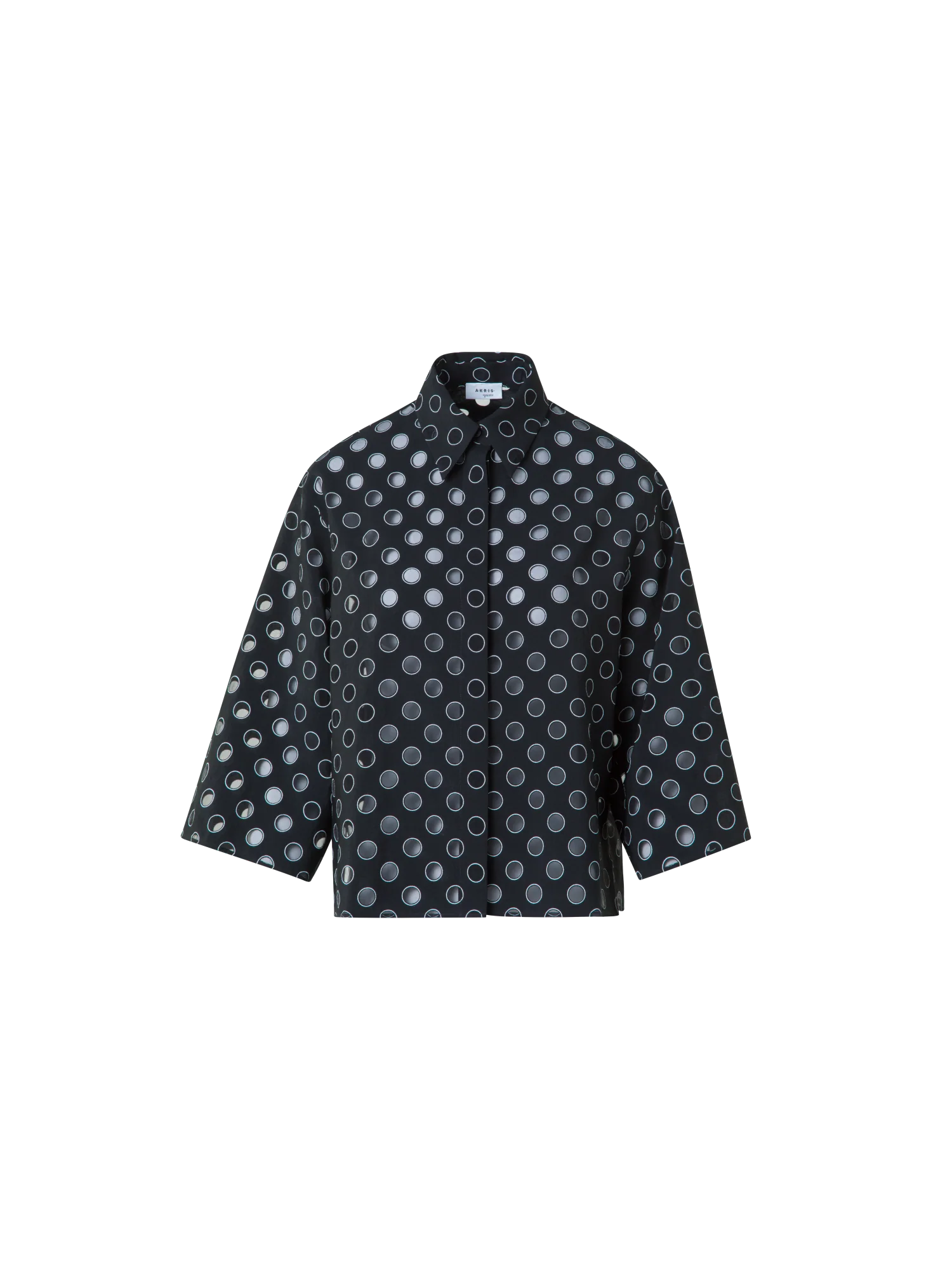 Cropped Shirt Blouse with Sheer Polka Dots