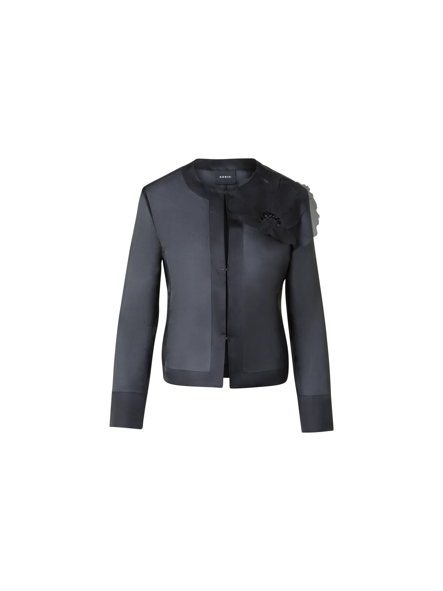 Cropped Silk Jacket with 3D Organza Anemone