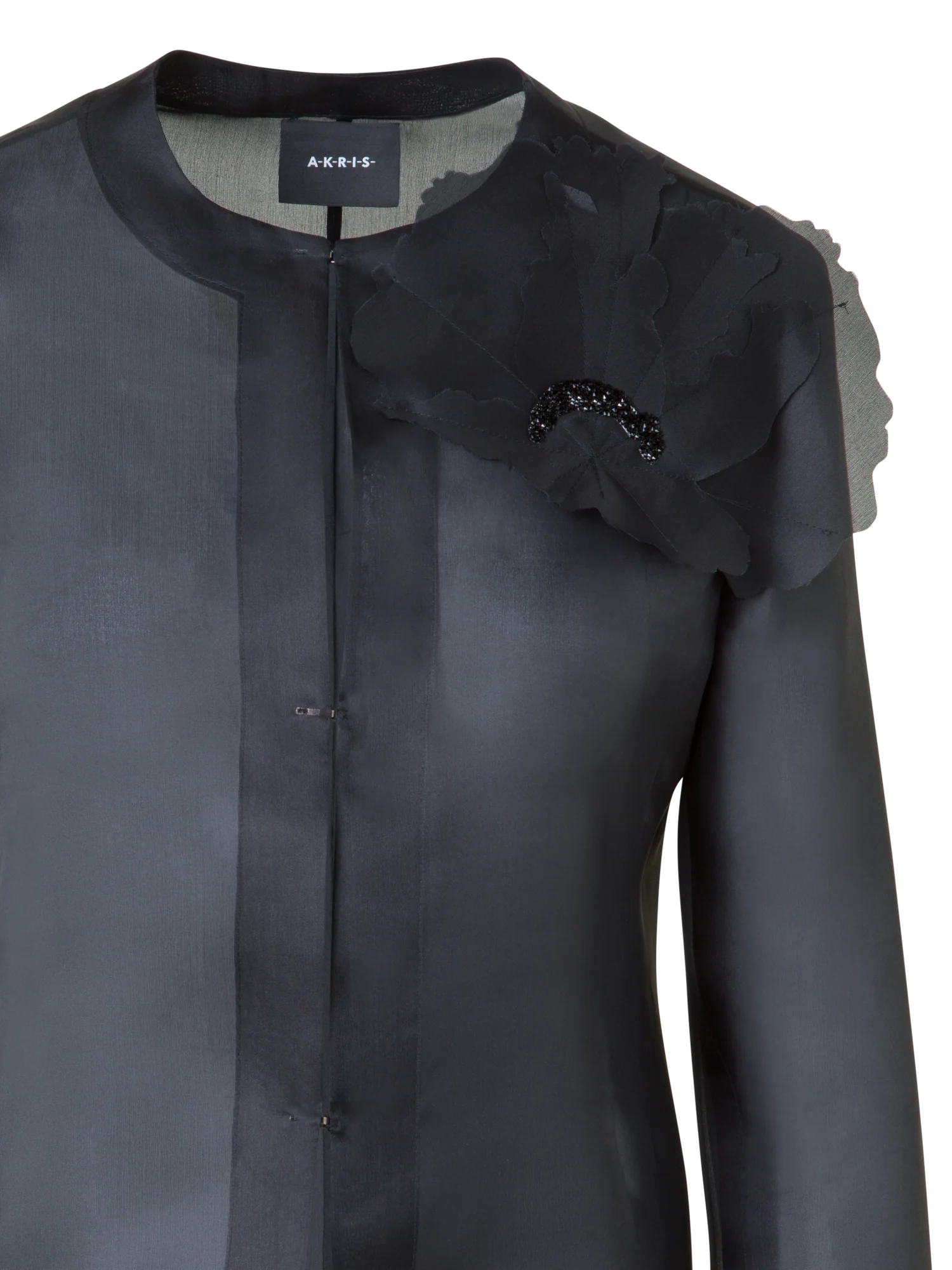 Cropped Silk Jacket with 3D Organza Anemone - Image 3
