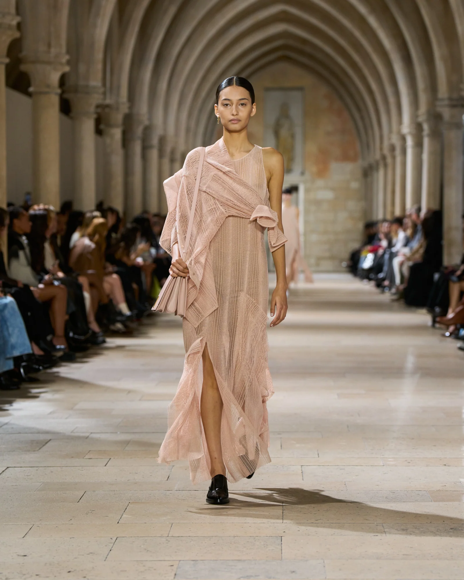 Dégradé Stripe Embroided Evening Dress - Image 2