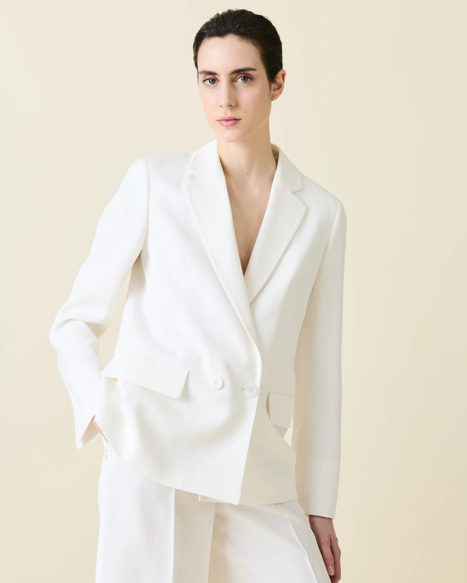 Double-Breasted Blazer in Silk Shantung - Image 2
