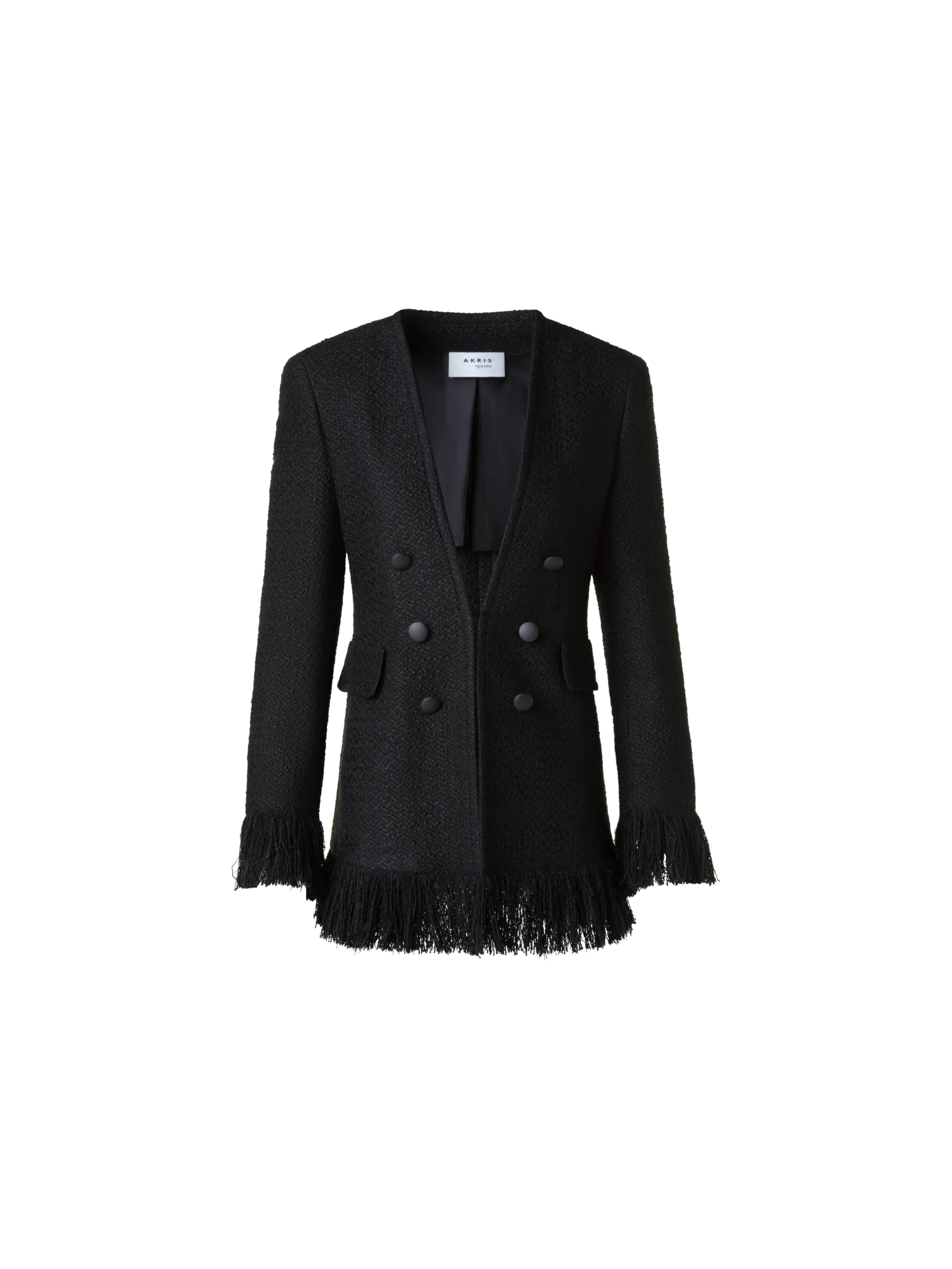 Double-Breasted Illusion Jacket with Fringes