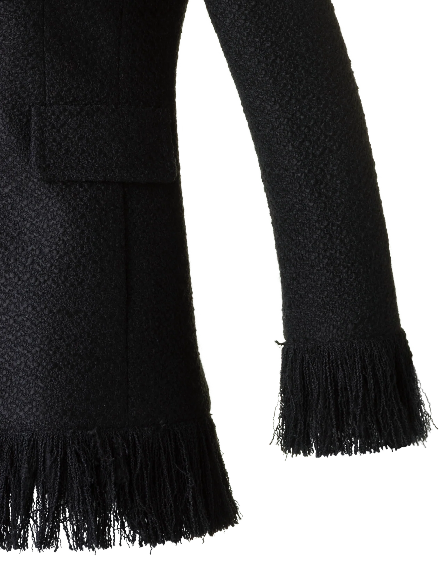 Double-Breasted Illusion Jacket with Fringes - Image 3