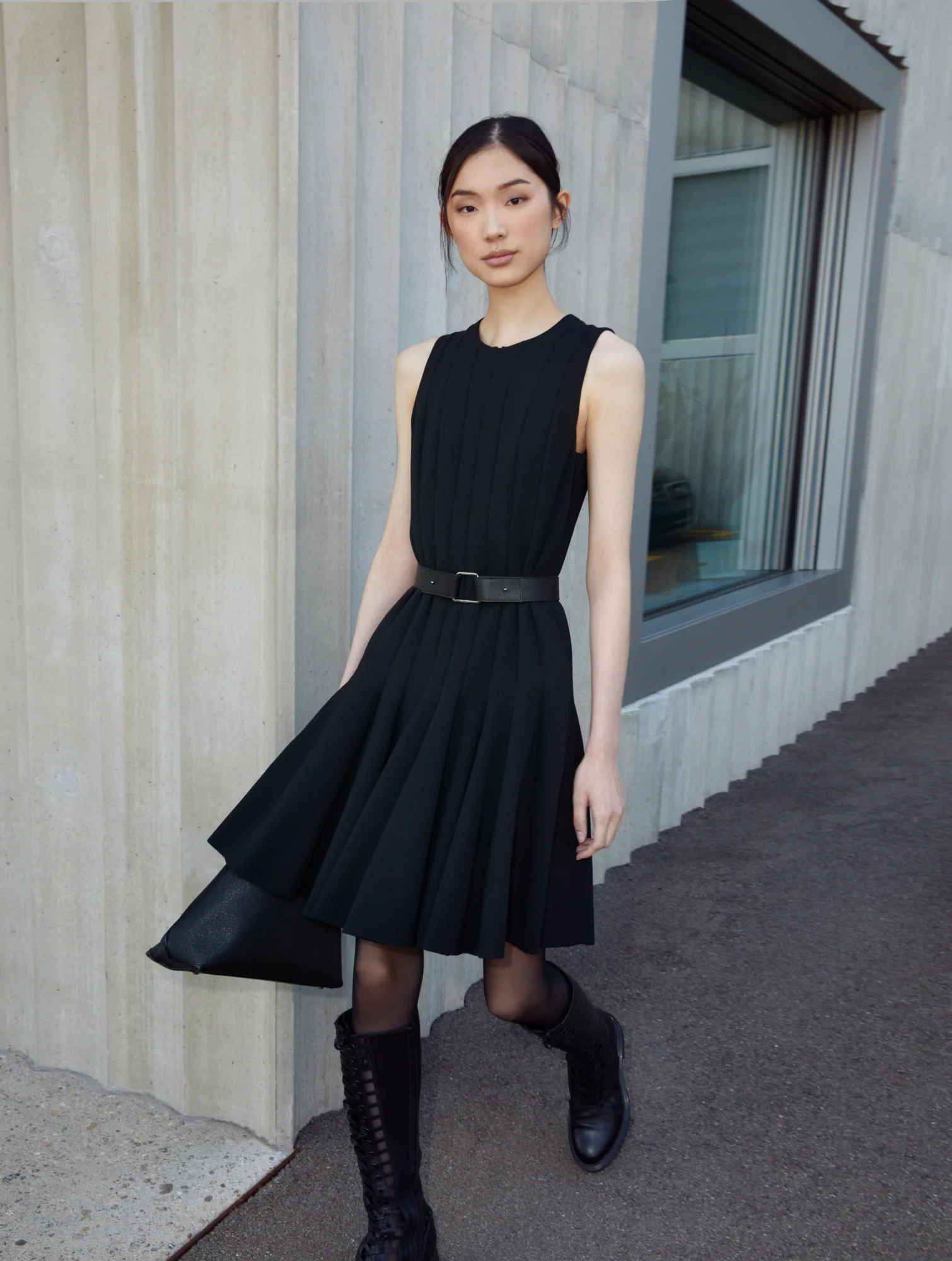 Wool Double-Face Dress with Skaters Pleats - Image 2