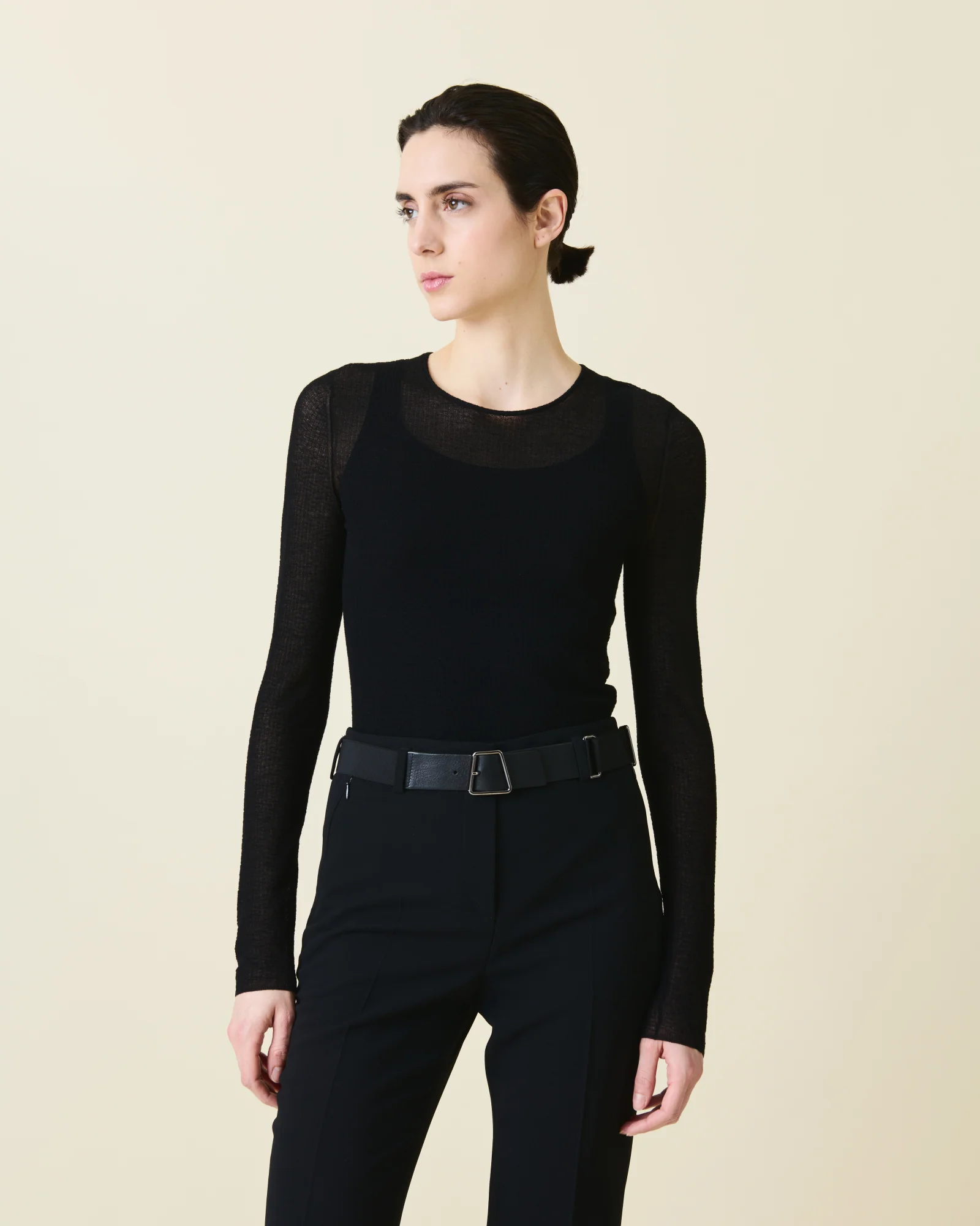 Double Layered Knit Sweater in Sheer Cotton - Image 2