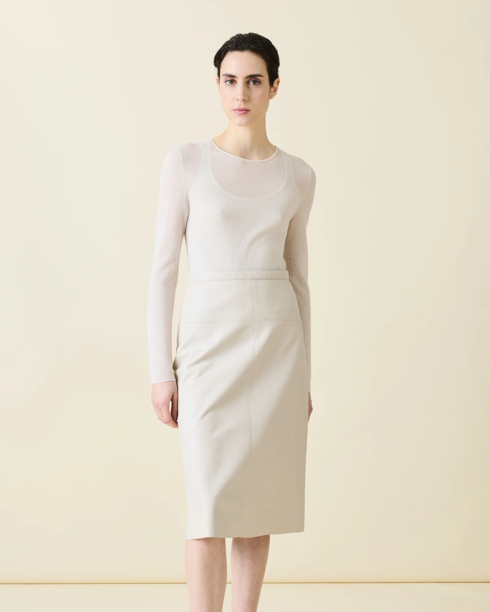 Double Layered Knit Sweater in Sheer Cotton - Image 2