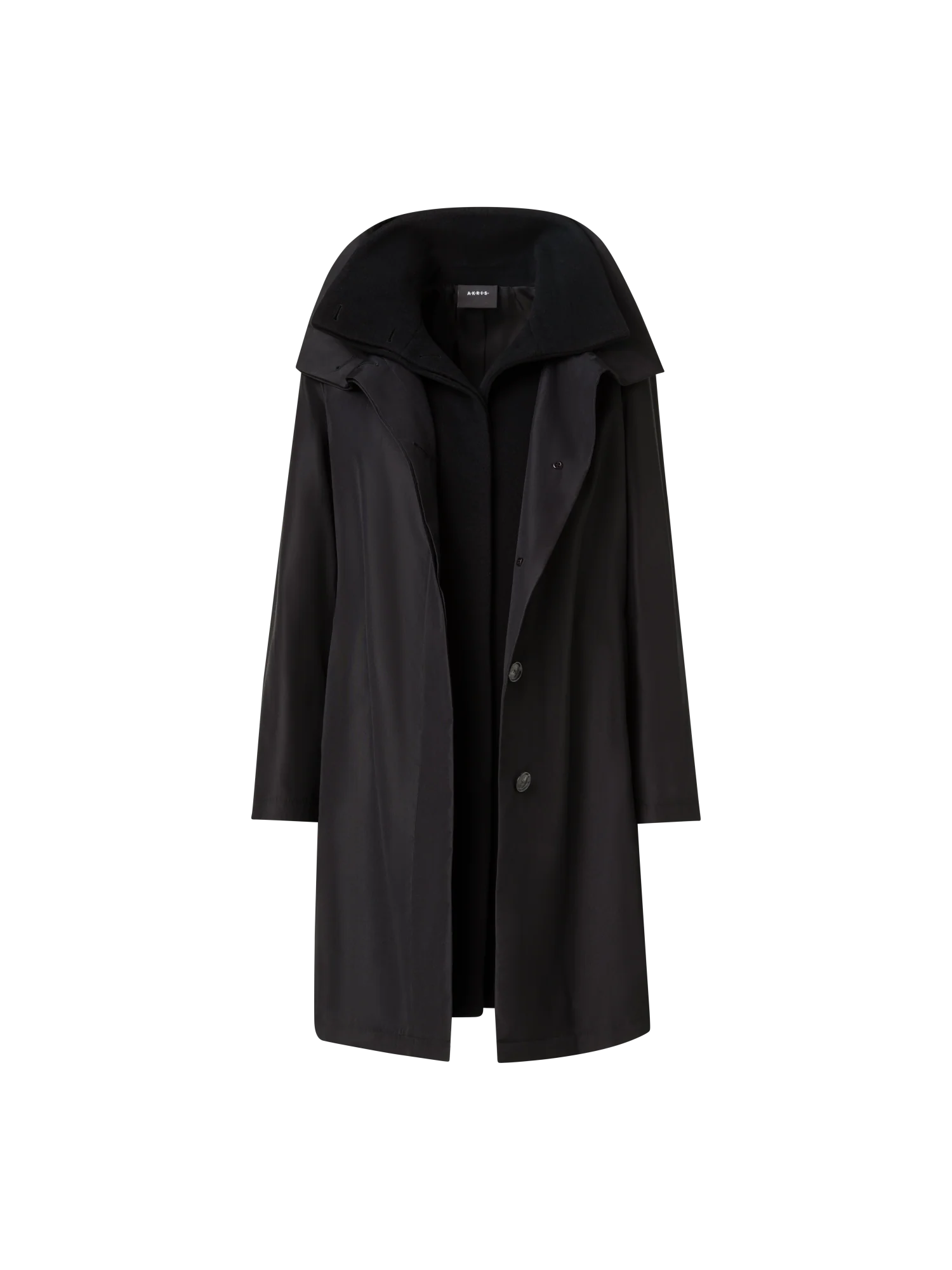 Layered Wool Coat with Removable Silk Layer - Image 3